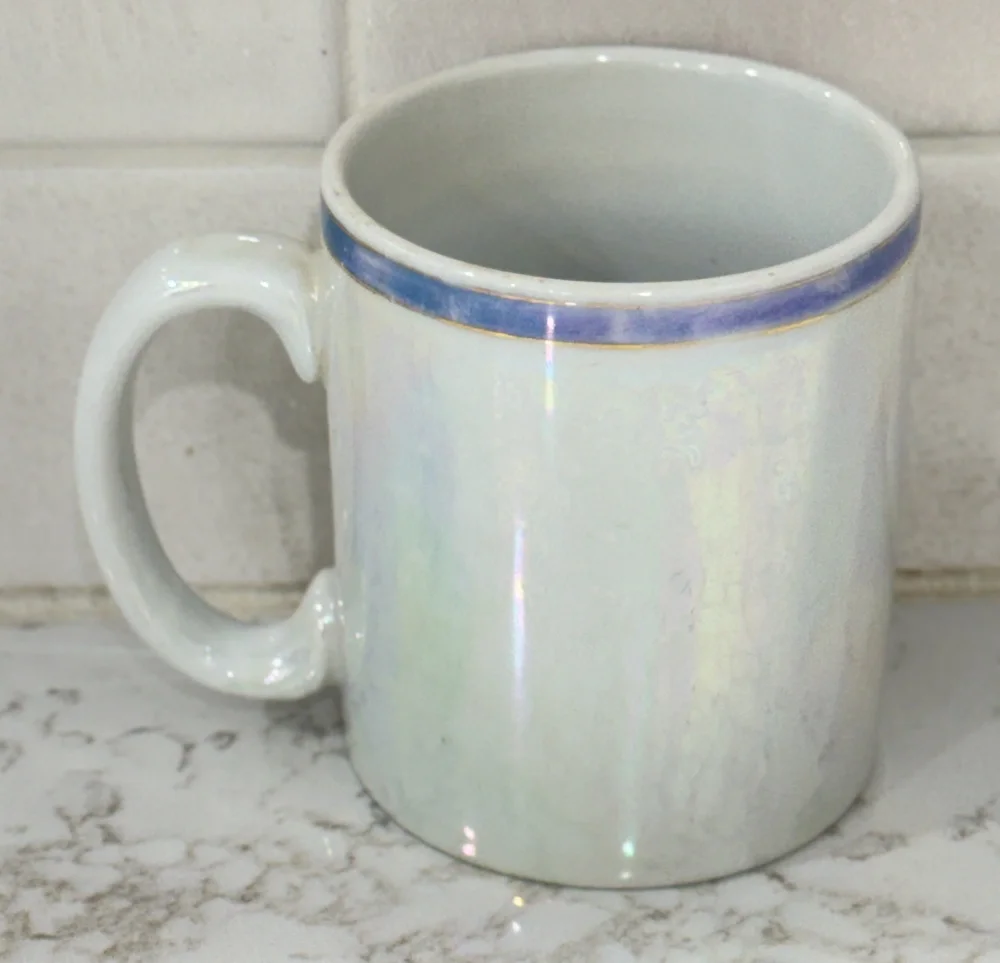 Vintage 80s-90s Dolphin Coffee Cup Mug Iridescent Mother of Pearl Lusterware